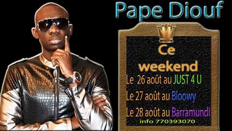 Week- End de feu avec Pape Diouf "Sargal la jeunesse Sénégalaise" avec ses 2 Award: Vendredi Just 4U, Samedi Bloowy et Dimanche Baramundi. Week- End de feu avec Pape Diouf "Sargal la jeunesse Sénégalaise" avec ses 2 Award: Vendredi Just 4U, Samedi Bloowy et Dimanche Baramundi.