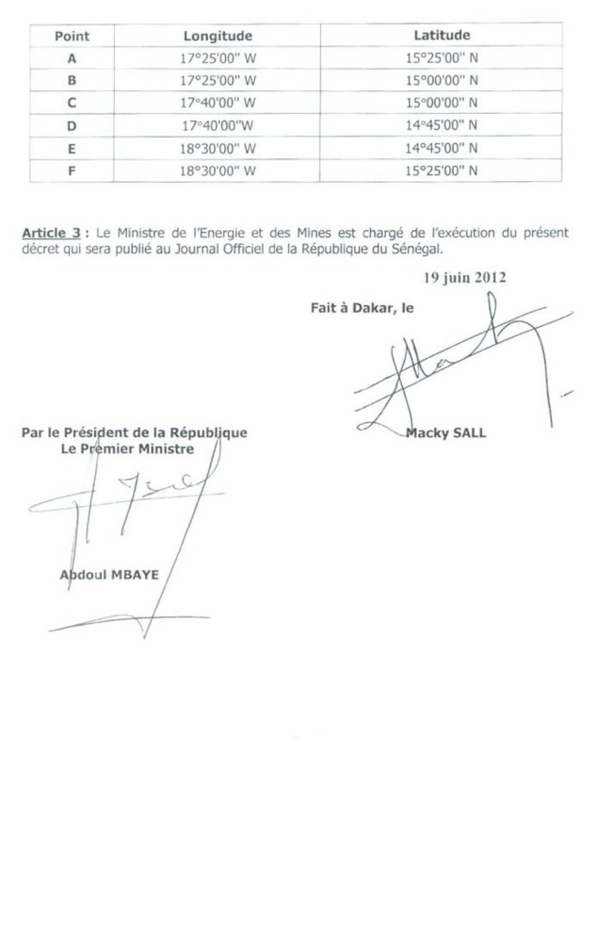 Exclusif : les documents PETROSEN/PETROTIM, les décrets signés par Abdoulaye Wade et Macky Sall Exclusif : les documents PETROSEN/PETROTIM, les décrets signés par Abdoulaye Wade et Macky Sall