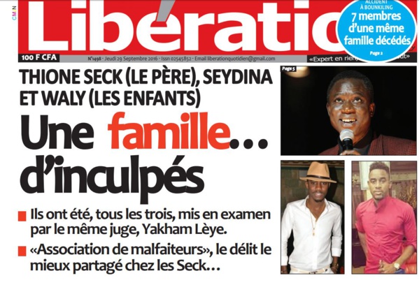 Cheikh Mbacké Guissé, Directeur publication de Libération : «Nous n'avons jamais écrit famille d’escrocs, mais plutôt famille d’inculpés» Cheikh Mbacké Guissé, Directeur publication de Libération : «Nous n'avons jamais écrit famille d’escrocs, mais plutôt famille d’inculpés»