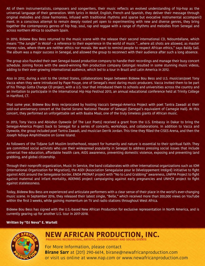 Le groupe Bidew Bou Bess signe un partenariat avec le Label Américain NEW AFRICAN PRODUCTION INC. Le groupe Bidew Bou Bess signe un partenariat avec le Label Américain NEW AFRICAN PRODUCTION INC.