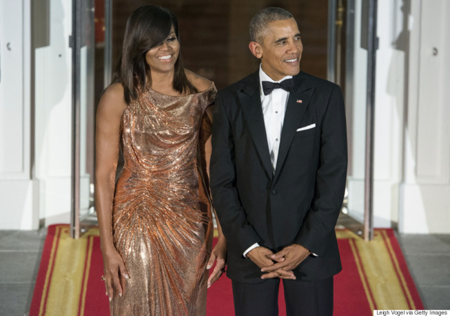 Michelle Obama, ultra sexy en robe lamée pour son dernier dîner d’Etat
