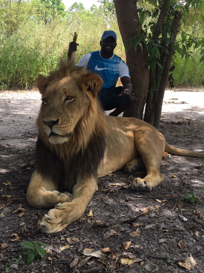 Le patron de "Albourakh" Baye Ndiaye en mode chasseur dans le parc sur la route de Passy.