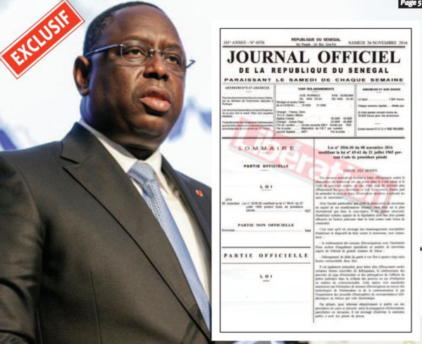 Promulgation des lois portant modifications du code pénal et du code de procédure pénal : Macky Sall déclare la guerre contre les Djihadistes Promulgation des lois portant modifications du code pénal et du code de procédure pénal : Macky Sall déclare la guerre contre les Djihadistes