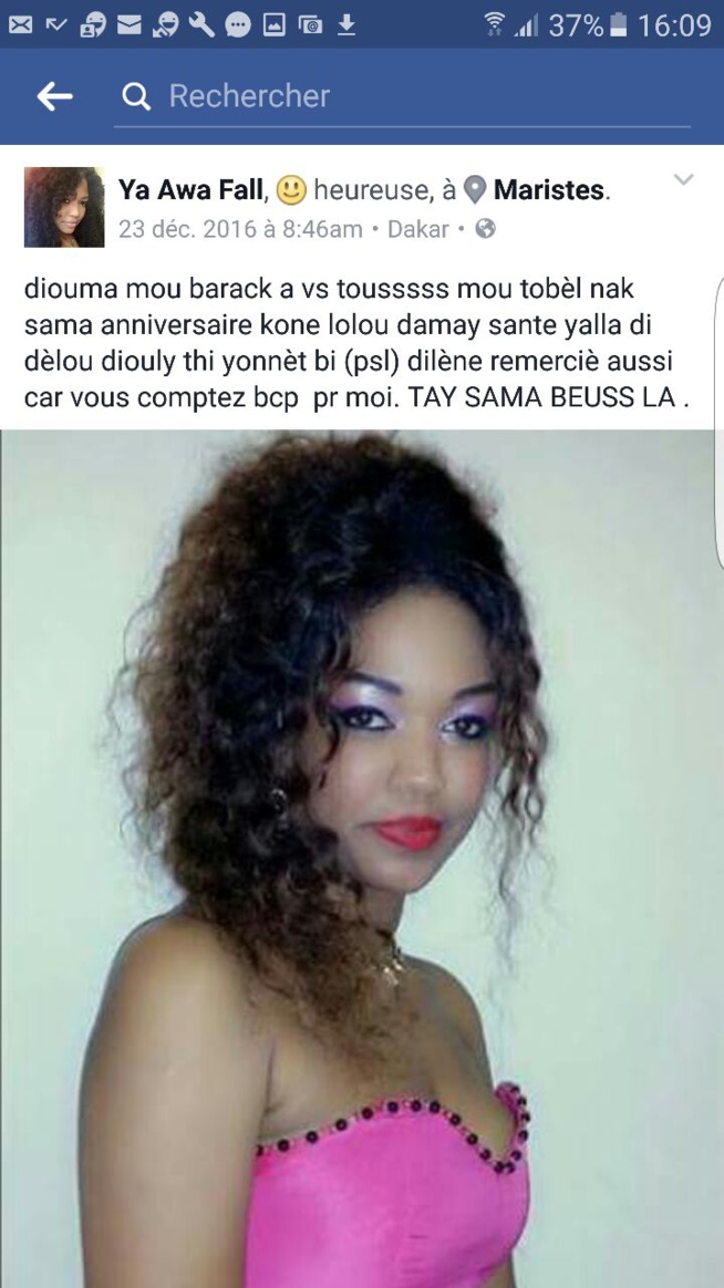 ALERTE: Le compte Facebook de Ya Awa de la 2 stv crée par une tier personne au nom de Ya Awa Fall.