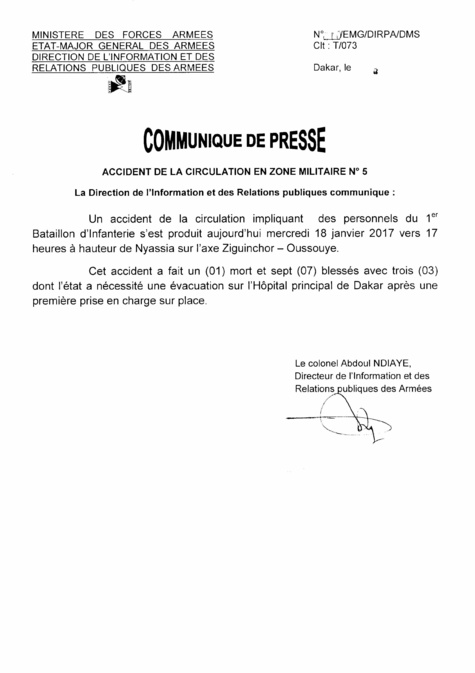Accident de circulation du premier bataillon d'infanterie, un mort et sept blessés dont trois graves Accident de circulation du premier bataillon d'infanterie, un mort et sept blessés dont trois graves