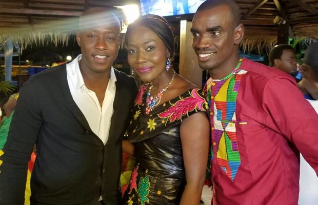 Coumba Gawlo, Khalilou Fadiga et El-Hadji Diouf au Gabon Coumba Gawlo, Khalilou Fadiga et El-Hadji Diouf au Gabon