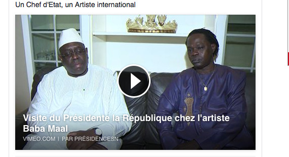 Vidéo-Le président de la République Macky Sall chez Baba Maal : l'artiste magnifie l'oeuvre du chef de l'Etat Vidéo-Le président de la République Macky Sall chez Baba Maal : l'artiste magnifie l'oeuvre du chef de l'Etat