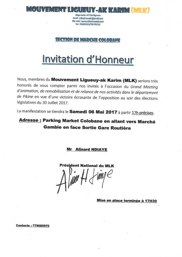 Le mouvement ligguey ak Karim en meeting ce 06 mai à Colobane.