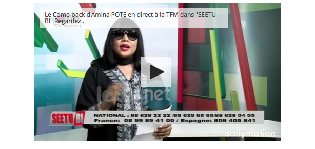 Vidéo: Le come-back d'Amina POTE en direct à la TFM dans l'émission "SEETU BI" Regardez...