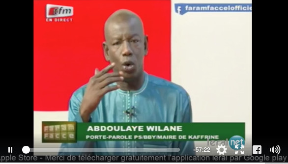 Rediffusion de l'émission "Faram facce" avec Abdoulaye Wilane, maire de Kaffrine