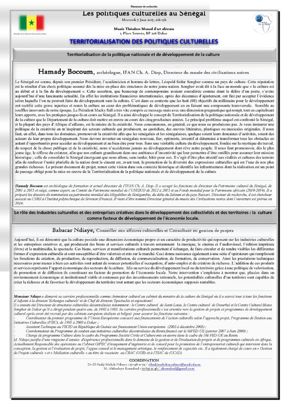 Territorialisation de la politique nationale et de développement de la culture Territorialisation de la politique nationale et de développement de la culture