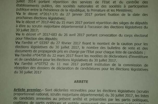Législatives : 47 listes sur 49 Législatives : 47 listes sur 49