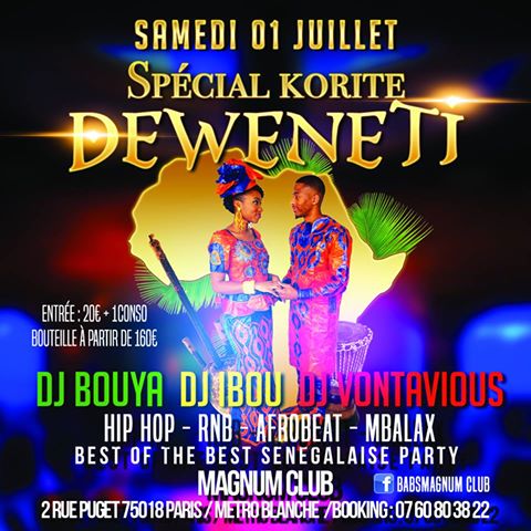 Le samedi 1er JUILLET Spécial KORITE à Paris rendez- vous LE MAGNUM SUNU THIOSSANE, la nouvelle destination de la jet-set Parisien. 100% MBALAKH Le samedi 1er JUILLET Spécial KORITE à Paris rendez- vous LE MAGNUM SUNU THIOSSANE, la nouvelle destination de la jet-set Parisien. 100% MBALAKH