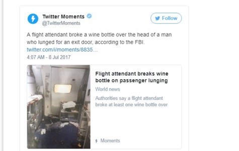 Seattle: il devient fou à bord d'un avion, une hôtesse de l'air lui casse une bouteille de vin sur la tête Seattle: il devient fou à bord d'un avion, une hôtesse de l'air lui casse une bouteille de vin sur la tête