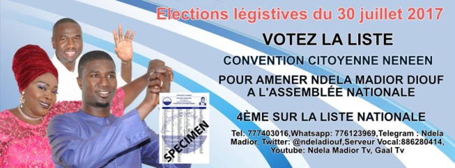 Pourquoi votez la CONVENTION CITOYENNE NENEEN DE NDELA MADIOR DIOUF LE 30 JUILLET