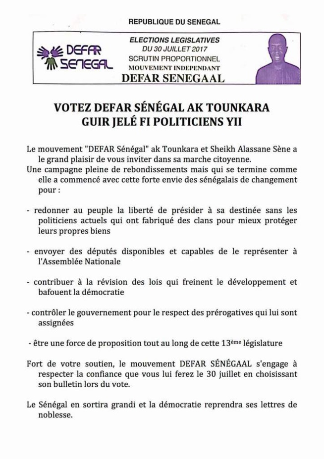 Message de Sheikh Alassane Séné DEFAR SENEGAL JELÉ FI POLITICIEN YI