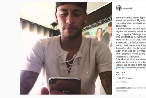 Le message d'adieu de Neymar aux supporteurs du Barça Le message d'adieu de Neymar aux supporteurs du Barça