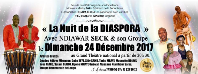 NUIT DE LA DIASPORA LE 24 DÉCEMBRE AU GRAND THEATRE AVEC LES FILS DU NDIAMBOUR NUIT DE LA DIASPORA LE 24 DÉCEMBRE AU GRAND THEATRE AVEC LES FILS DU NDIAMBOUR