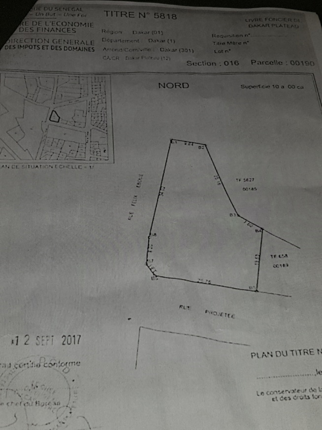 URGENT: À VENDRE UN TERRAIN TITRE FONCIER 1000 m2, RUE TOLBIAC EN VILLE CONTACT: 76573 30 76