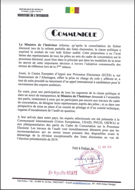 Audit du fichier électoral : « L’opposition significative » doit désigner ses représentants, selon Aly Ngouille Ndiaye Audit du fichier électoral : « L’opposition significative » doit désigner ses représentants, selon Aly Ngouille Ndiaye