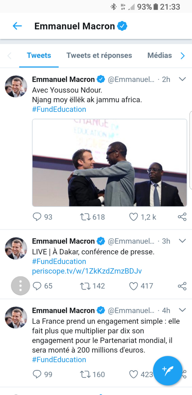 Emmanuel Macron séduit par la prestation de Youssou Ndour regardez son message dans tweter Emmanuel Macron séduit par la prestation de Youssou Ndour regardez son message dans tweter