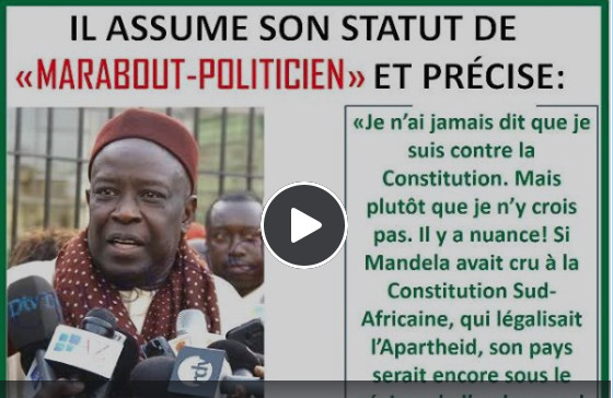 Serigne Mansour Sy Jamil assume : "Je ne crois pas en la Constitution du Sénégal. Mohammed et Jésus faisaient de la politique" Serigne Mansour Sy Jamil assume : "Je ne crois pas en la Constitution du Sénégal. Mohammed et Jésus faisaient de la politique"