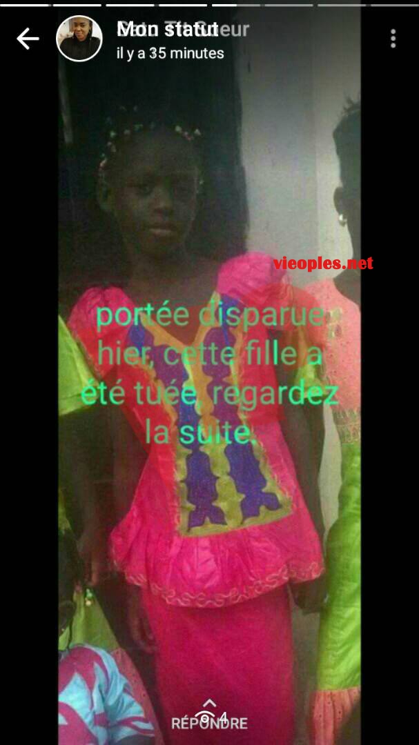 Les images de la fillette tuée à Mbao. Les images de la fillette tuée à Mbao.