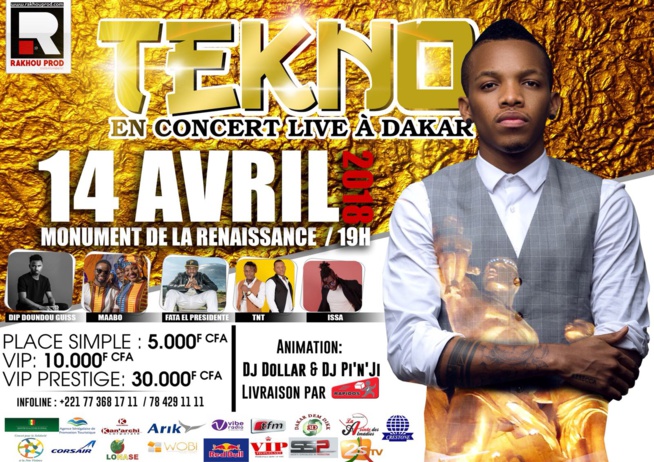 RETENEZ BIEN CETTE DATE: TEKNO ARRIVE LE 14 AVRIL AU MONIMENT DE LA RENAISSANCE. RETENEZ BIEN CETTE DATE: TEKNO ARRIVE LE 14 AVRIL AU MONIMENT DE LA RENAISSANCE.