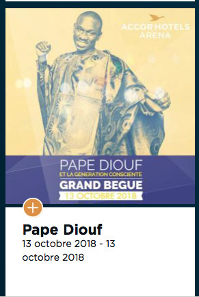 OFFICIELLE: Le double disques d'or Sénégalais Pape Diouf ce 13 octobre 2018 à Accor hôtel Arena Paris Berçy.