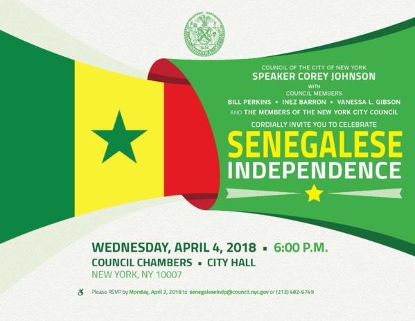 Etats-Unis : En collaboration avec le Conseil municipal de la ville de New York, l’A.S.A célèbre le 58e anniversaire de l’indépendance du Sénégal Etats-Unis : En collaboration avec le Conseil municipal de la ville de New York, l’A.S.A célèbre le 58e anniversaire de l’indépendance du Sénégal