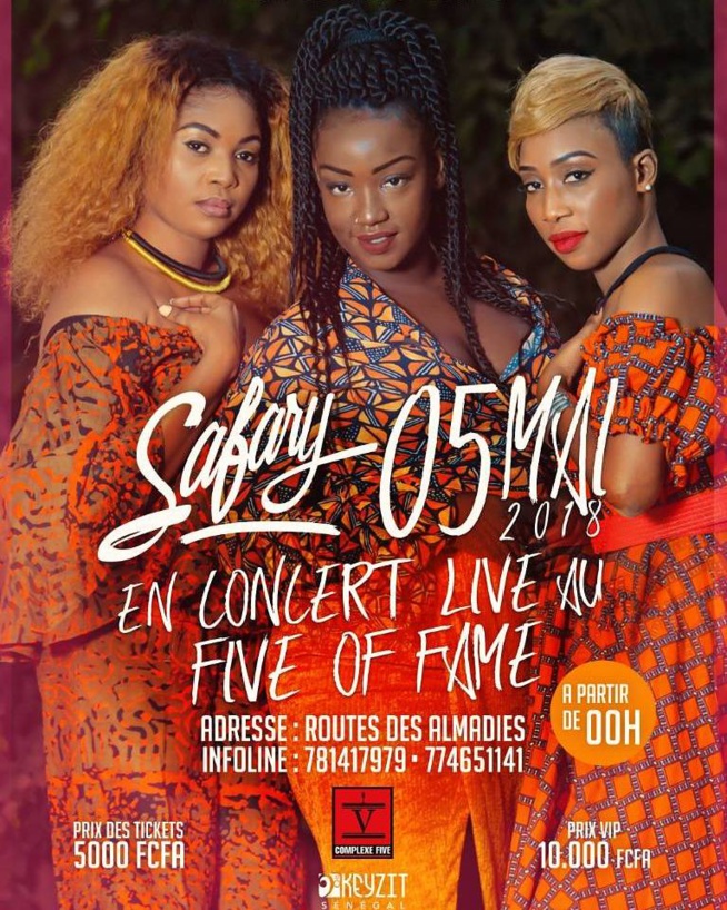 Le trio magiques du groupe SAFARI, Maria, Khadija et Déffa vous donne rendez vous en live ce 05 mai au FIVE. RÉSERVEZ VOS PLACES Le trio magiques du groupe SAFARI, Maria, Khadija et Déffa vous donne rendez vous en live ce 05 mai au FIVE. RÉSERVEZ VOS PLACES