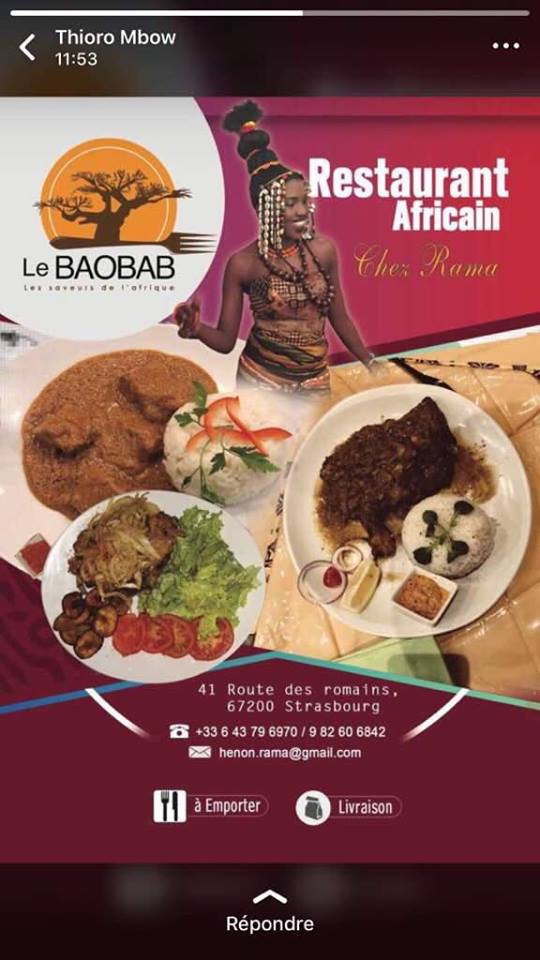 RESTAURANT LE BAOBAB CHEZ RAMA: Gouttez les Saveurs de l'Afrique 41 Route des romains 67000 Strasbourg info +33 6 43 79 69 70