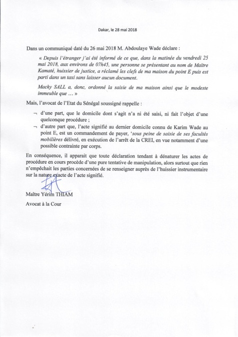 Urgent : L'Etat envoie un commandement de payer à Karim Wade contrairement au allégation de Abdoulaye Wade.