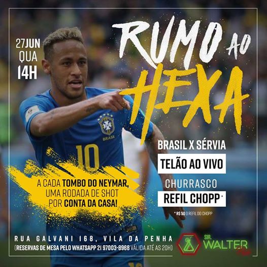 Un bar brésilien promet une tournée générale à chaque chute de Neymar Un bar brésilien promet une tournée générale à chaque chute de Neymar