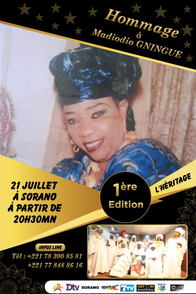1ERE EDITION DE L'HERITAGE: Hommage à Madiodio Gningue le 21 Juillet à Sorano par sa fille Adja Touré. Guest star Baba Maal. 1ERE EDITION DE L'HERITAGE: Hommage à Madiodio Gningue le 21 Juillet à Sorano par sa fille Adja Touré. Guest star Baba Maal.
