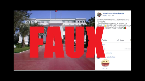 Non, le Sénégal ne loue pas son palais présidentiel à la France Non, le Sénégal ne loue pas son palais présidentiel à la France