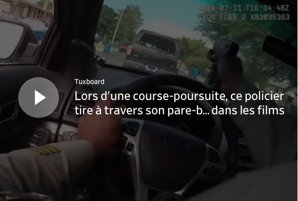 Lors d'une course-poursuite, ce policier tire à travers son pare-brise comme dans les films Lors d'une course-poursuite, ce policier tire à travers son pare-brise comme dans les films