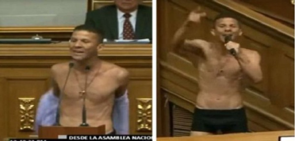 Venezuela: un député se déshabille en prononçant un discours à l’Assemblée nationale Venezuela: un député se déshabille en prononçant un discours à l’Assemblée nationale