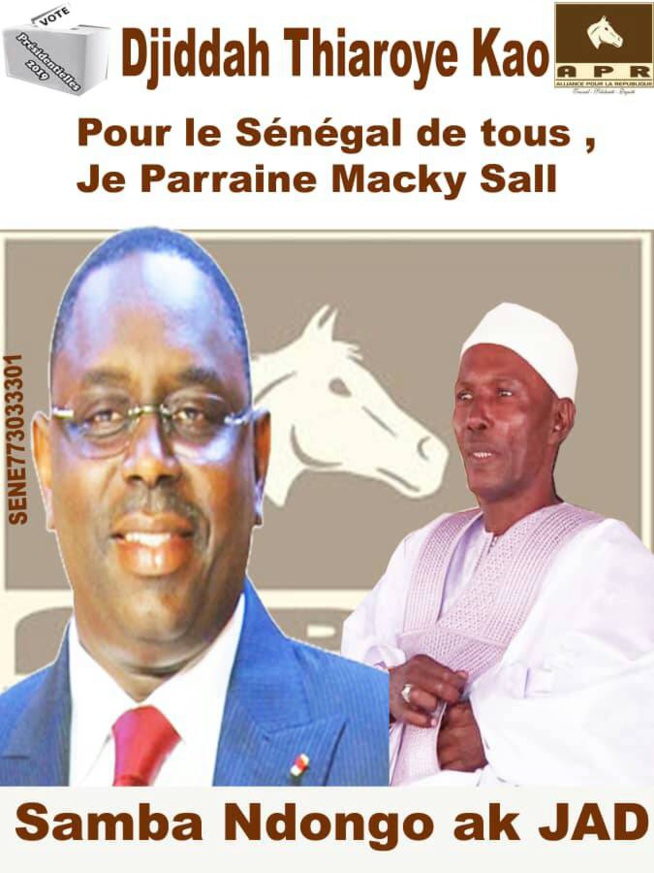 DJIDHA THIARAYE KAW: Le député de l'APR, Alassane Samba Ndongo le King de la banlieue mobilise pour le parrainage de Macky. DJIDHA THIARAYE KAW: Le député de l'APR, Alassane Samba Ndongo le King de la banlieue mobilise pour le parrainage de Macky.