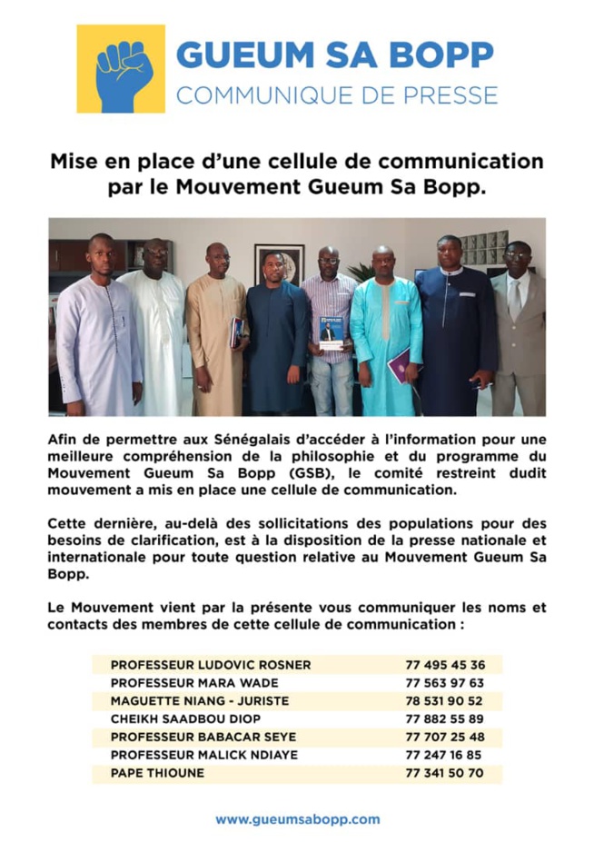"GUEUM SABOPP" Mise en place d'unecellule de communication.
