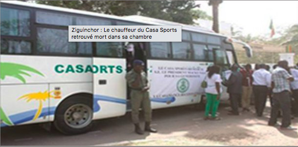 Ziguinchor : Le chauffeur du Casa Sports retrouvé mort dans sa chambre