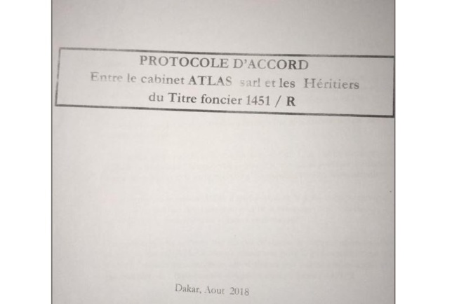 Protocole d'accord entre le cabinet ATLAS sarl et les Héritiers du titre foncier 1451/R (documents) Facebook  Google +  Pinterest