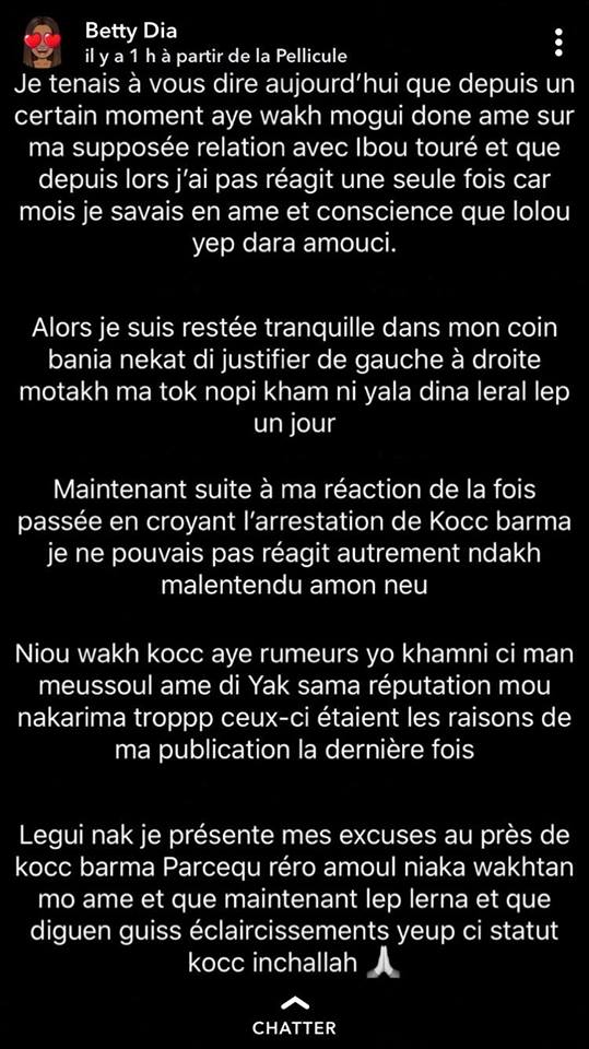 Supposée relation amoureuse avec Ibou Touré: Betty de Pod et Marichou, Brise le silence et présente ses excuses à Kocc Barma