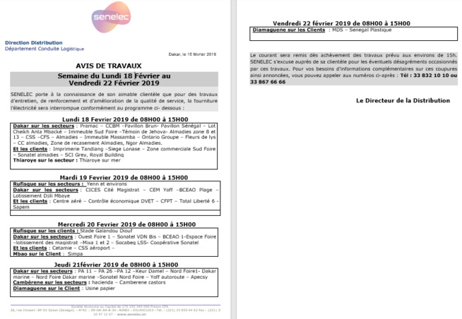Coupures d’électricité en vue dans Dakar et environs, à partir de lundi Coupures d’électricité en vue dans Dakar et environs, à partir de lundi