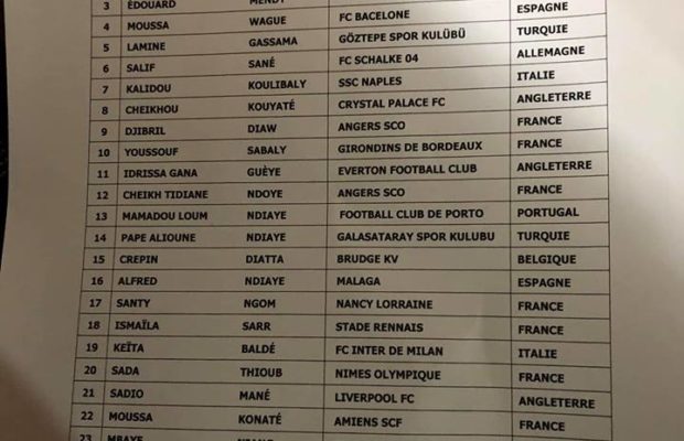 Can2019 : la liste des 25 Lions d’Aliou Cissé 4 joueurs intègrent la tanière, Kreppin Diatta enfin sélectionné ! PAN, Santy Ngom et Moussa signent leur retour en sélection