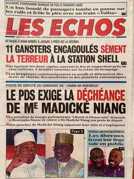A la Une : Révélation du quotidien Enquete, des pontes du régime auraient financé la campagne présidentielle de l’opposition ; Les enlèvements d’enfants, les braquages et les incendies reprennent de plus belle ; Troisième mandat de Macky Sall : le po A la Une : Révélation du quotidien Enquete, des pontes du régime auraient financé la campagne présidentielle de l’opposition ; Les enlèvements d’enfants, les braquages et les incendies reprennent de plus belle ; Troisième mandat de Macky Sall : le po