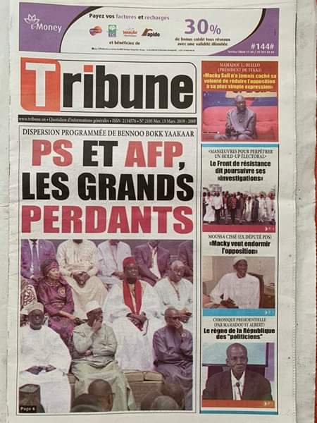 A la Une : Révélation du quotidien Enquete, des pontes du régime auraient financé la campagne présidentielle de l’opposition ; Les enlèvements d’enfants, les braquages et les incendies reprennent de plus belle ; Troisième mandat de Macky Sall : le po