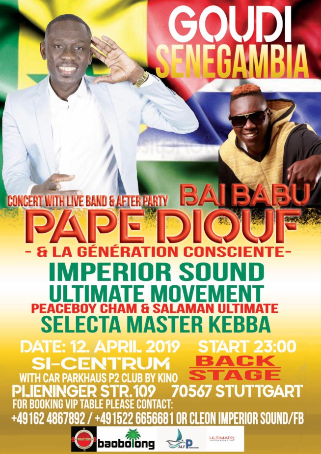 GOUDI SENEGAMBIA: Pape Diouf et Bai Babou à Stuttgart en Allemagne le 12 avril. Regardez