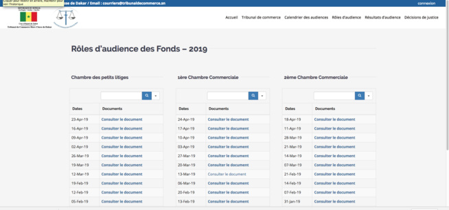 ROLE D'AUDIENCE DES FONDS DE LA CHAMBRE DES PETITS LITIGES 