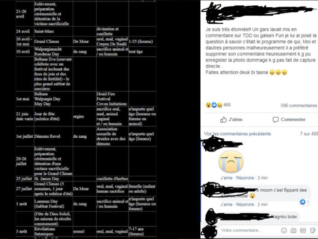 Alerte - Facebook: un programme de sacrifices humains publié dans un groupe social au Sénégal Alerte - Facebook: un programme de sacrifices humains publié dans un groupe social au Sénégal